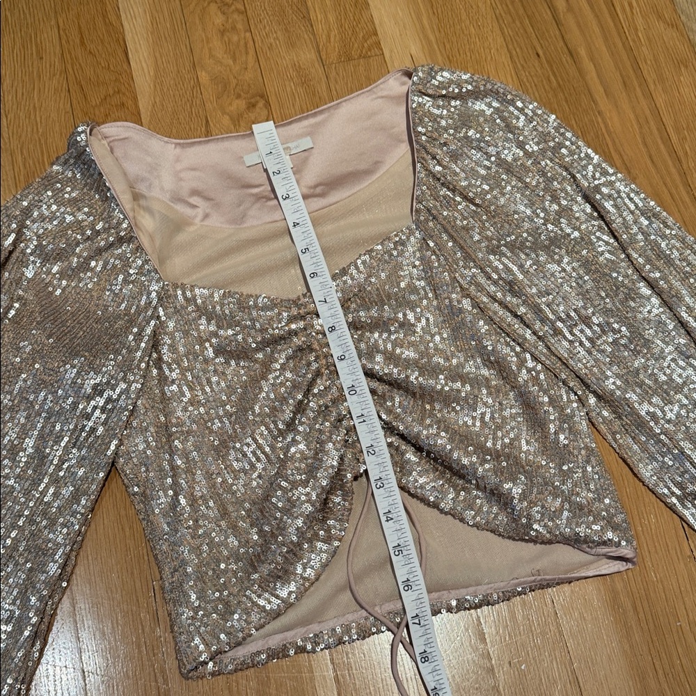 SIMKHAI Sequin Ruched Front Top - Size XS - Picture 10 of 12